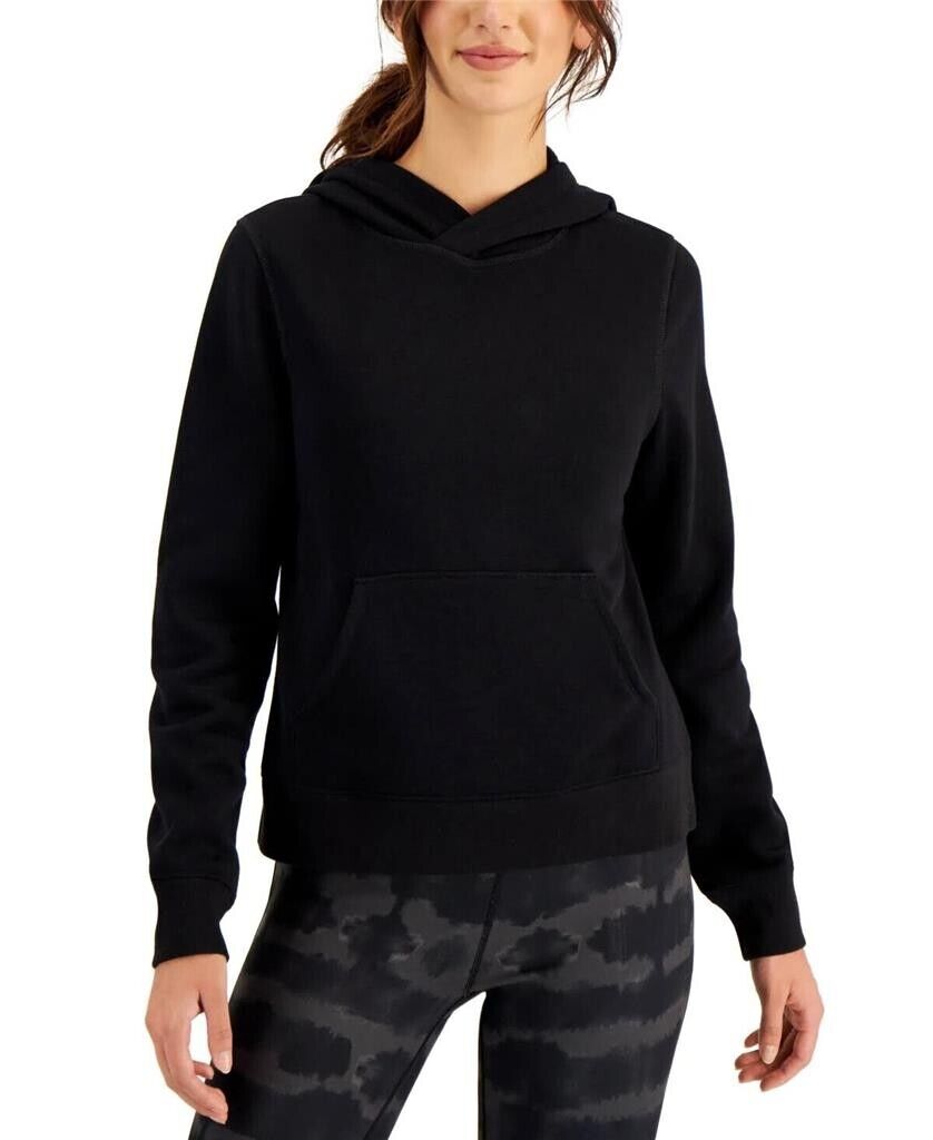 Ideology Women's Fleece Hoodie Sweatshirts, Deep Black, Size Small